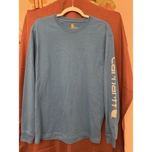 Carhartt‎ Men's Long Sleeve Tee Sleeve Print Blue Size S Heavy Weight